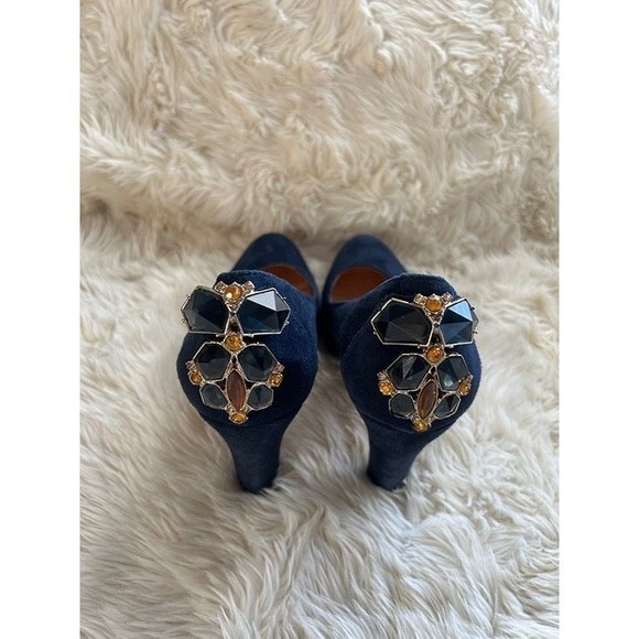 Anthropologie Miss Albright Jeweled Cabochon Navy Pumps‎ - Picture 3 of 7